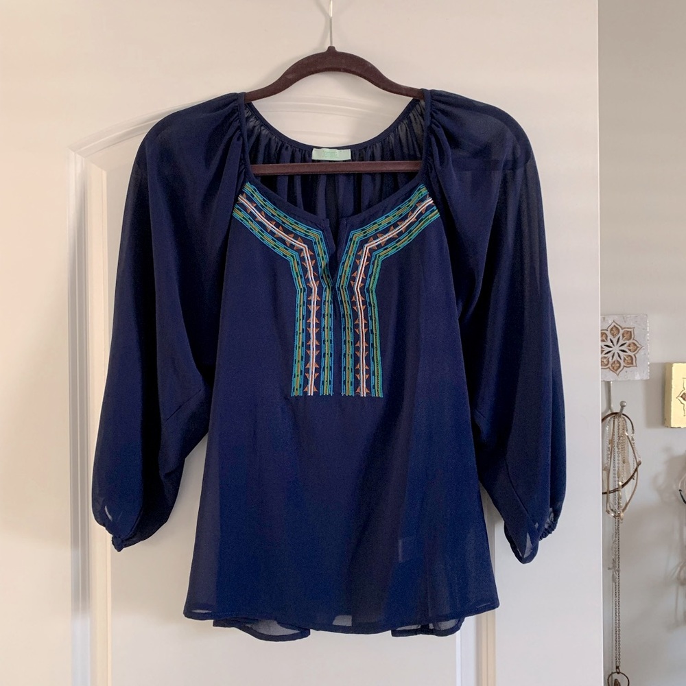 Beautiful Flowy Semi - sheer Top with detail